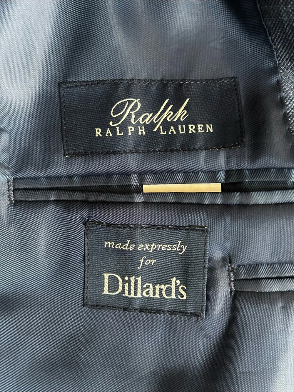 Ralph Lauren For Dillard’s Navy Blue Plaid Silk Wool Blend Sport Coat